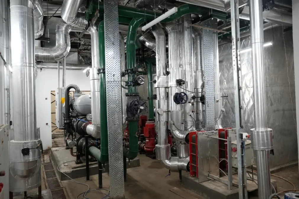 Insulated piping inside the thermal storage plant